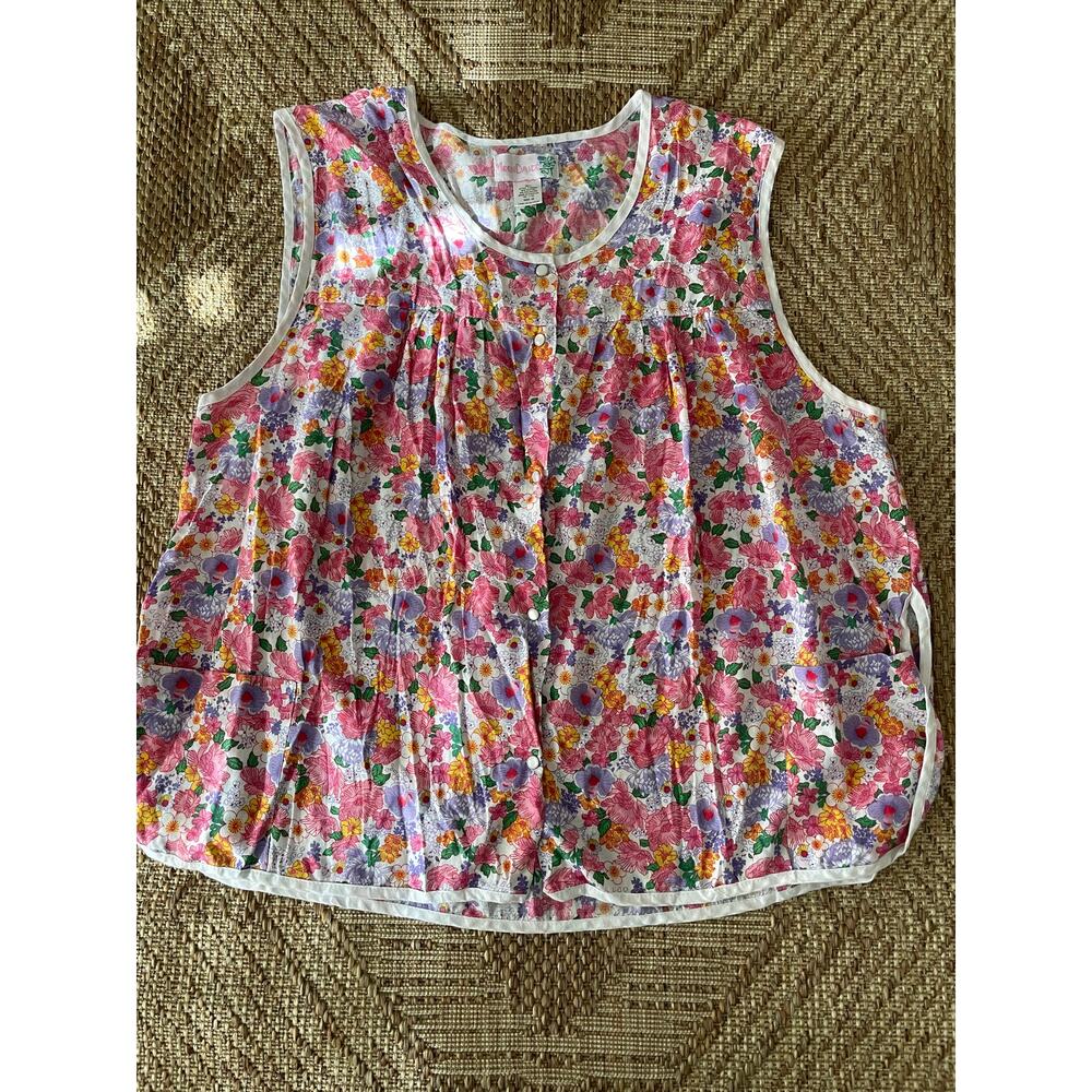 Vintage MoonDance Sleeveless Floral Smock Art smock housecoat SZ 3X